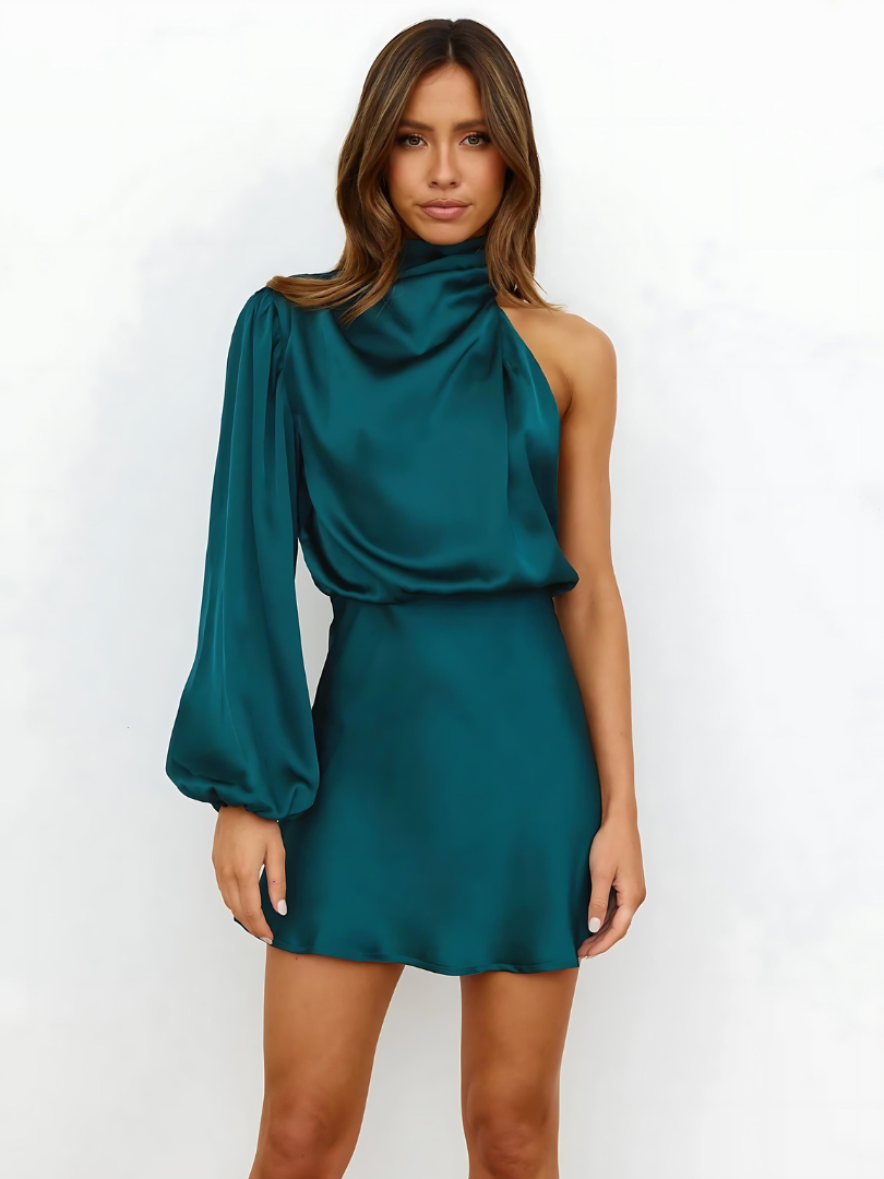Natalia - Vestido asimétrico satinado