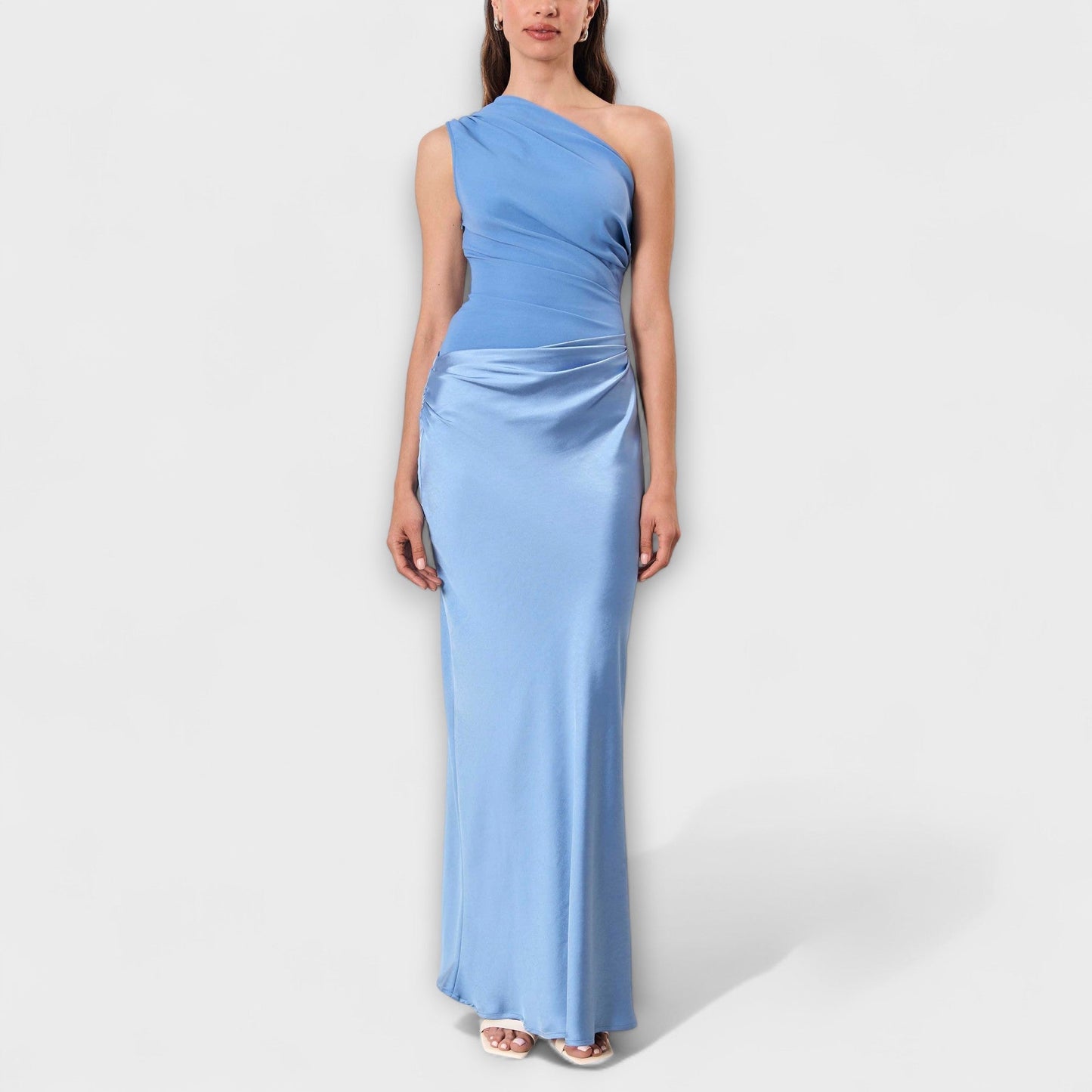 Amelia - Vestido largo satinado asimétrico mujer