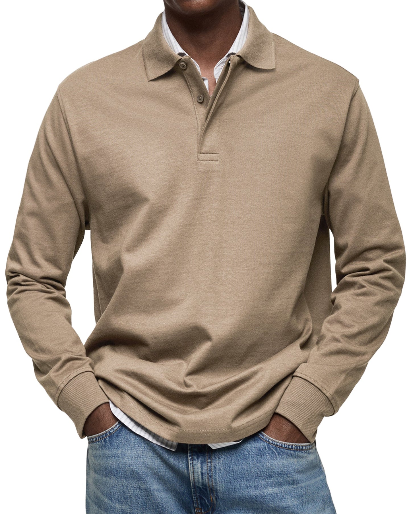 Mateo - Polo de hombre manga larga con cuello clásico