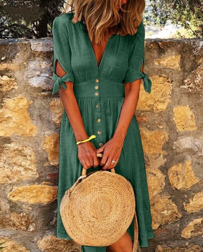 Celia - Vestido midi de verano con botones delanteros
