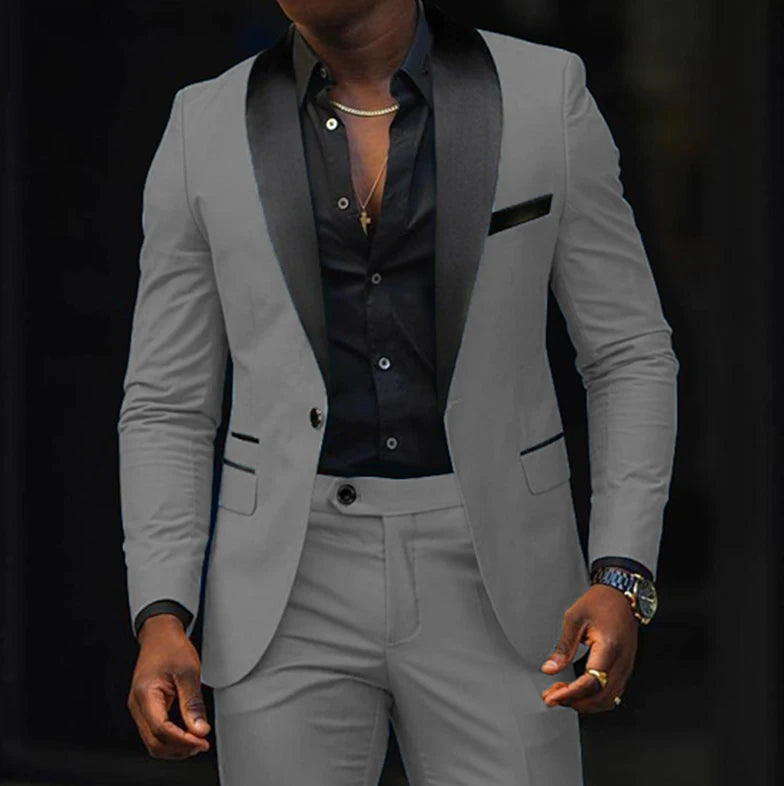 Leonardo - Traje slim-fit con solapas en contraste