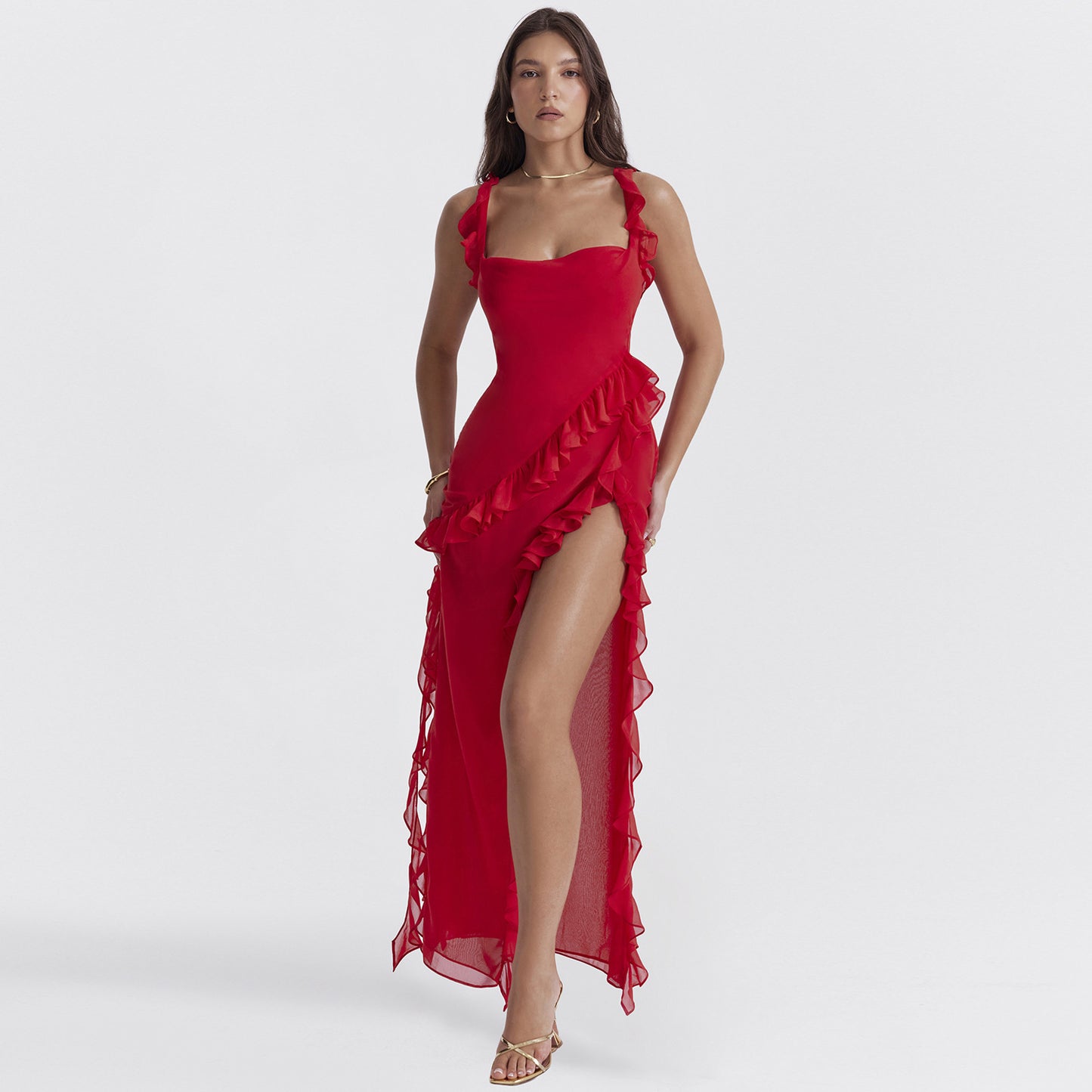 Sabrina - Vestido largo con volantes