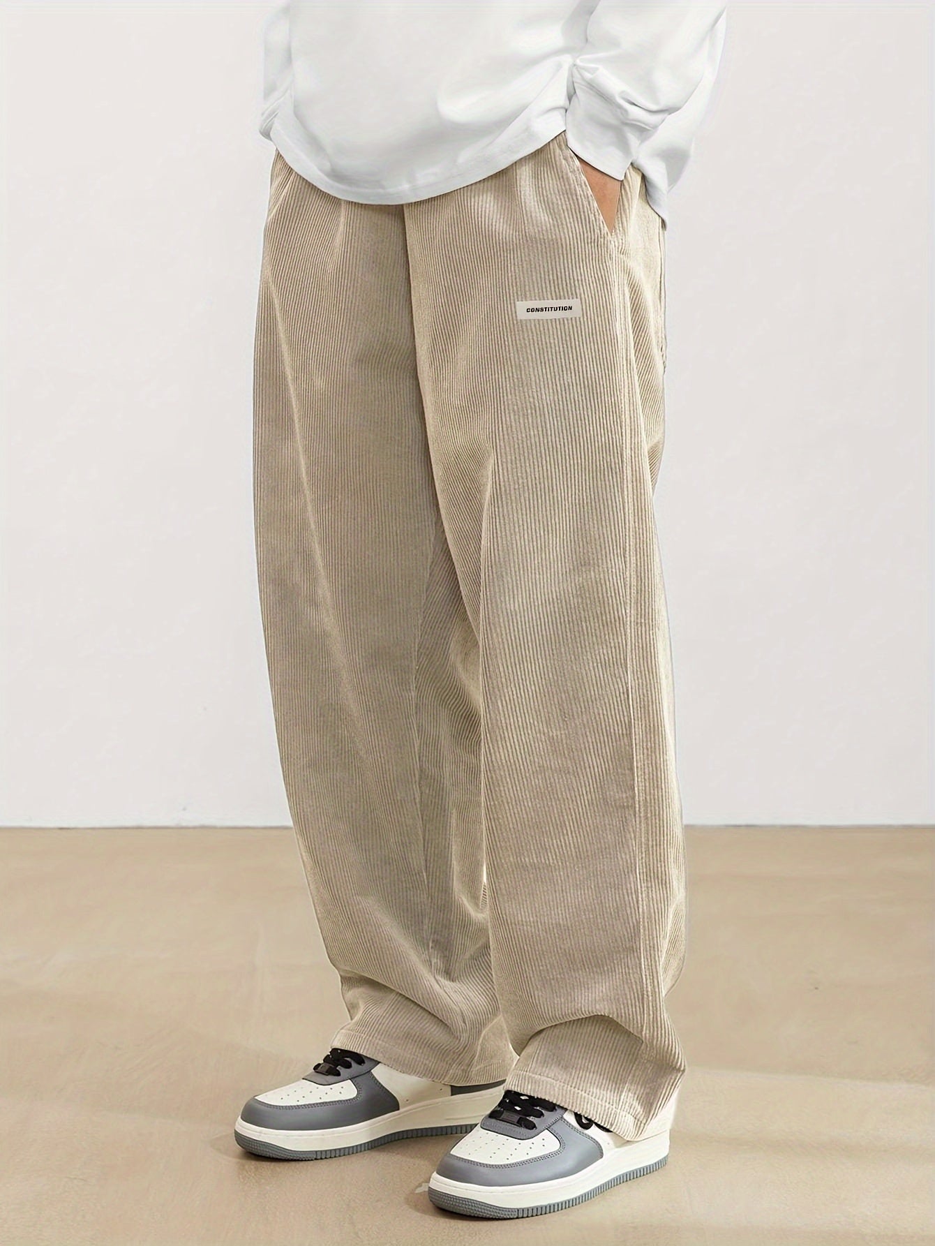 Leo - Pantalón ancho hombre pana casual streetwear