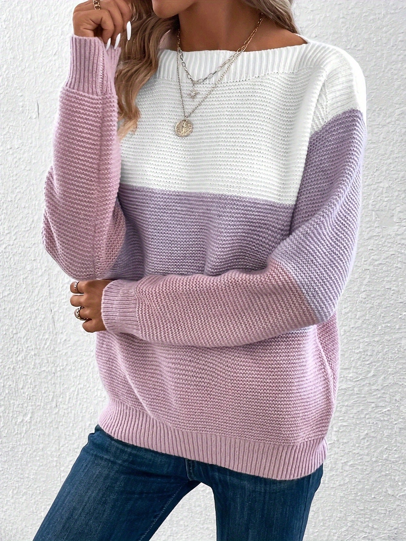 Elena - Suéter de punto para mujer con diseño a rayas de colores