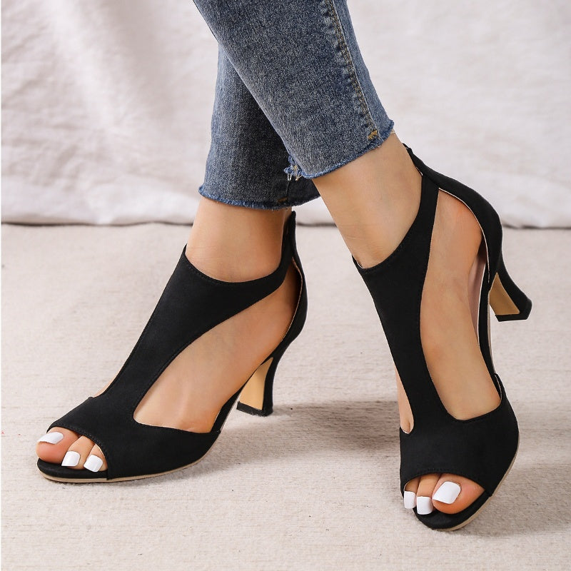 Vanessa - Elegantes sandalias de tacón con diseño recortado