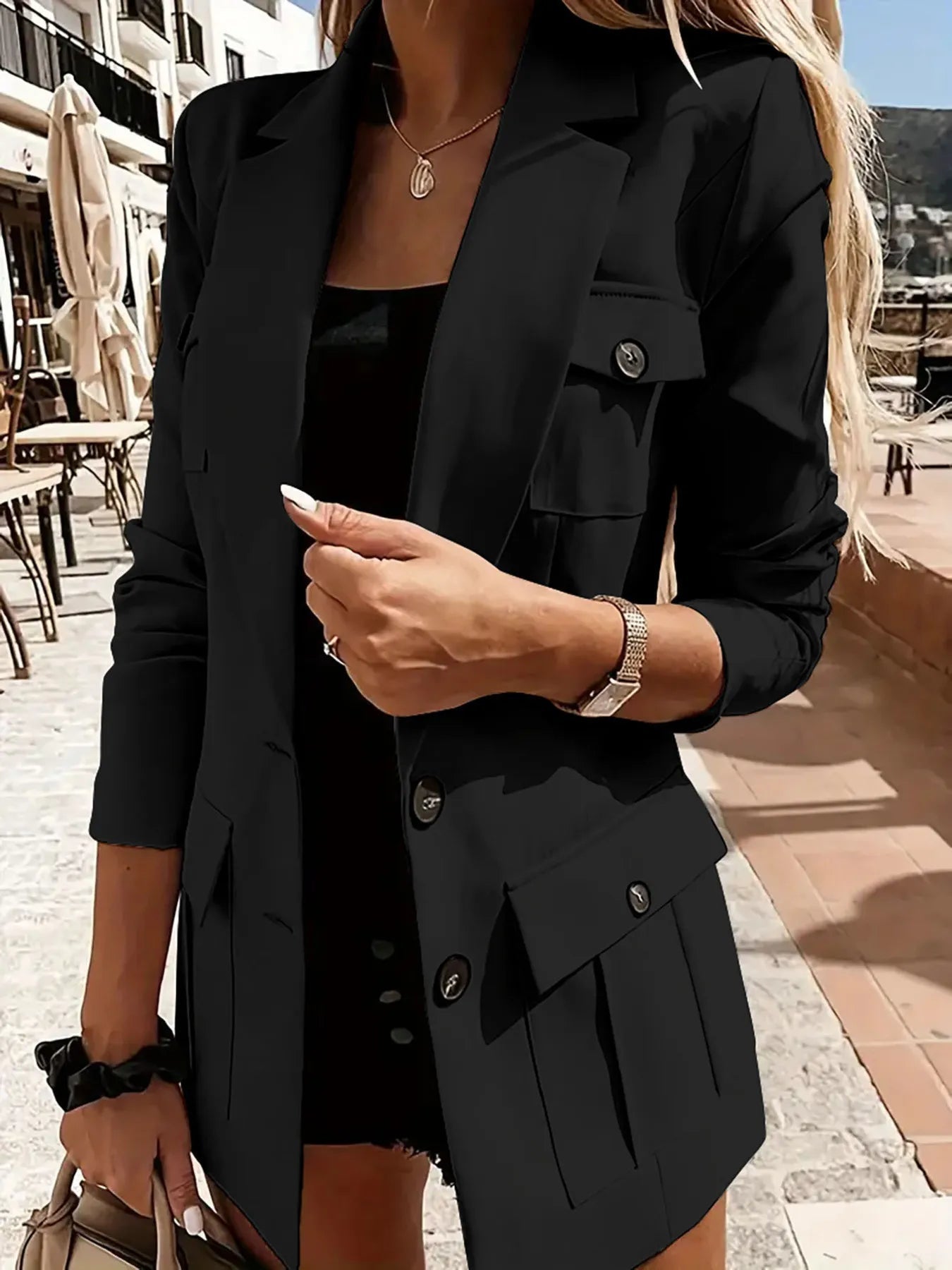 Camila – Blazer de mujer elegante con bolsillos y botones