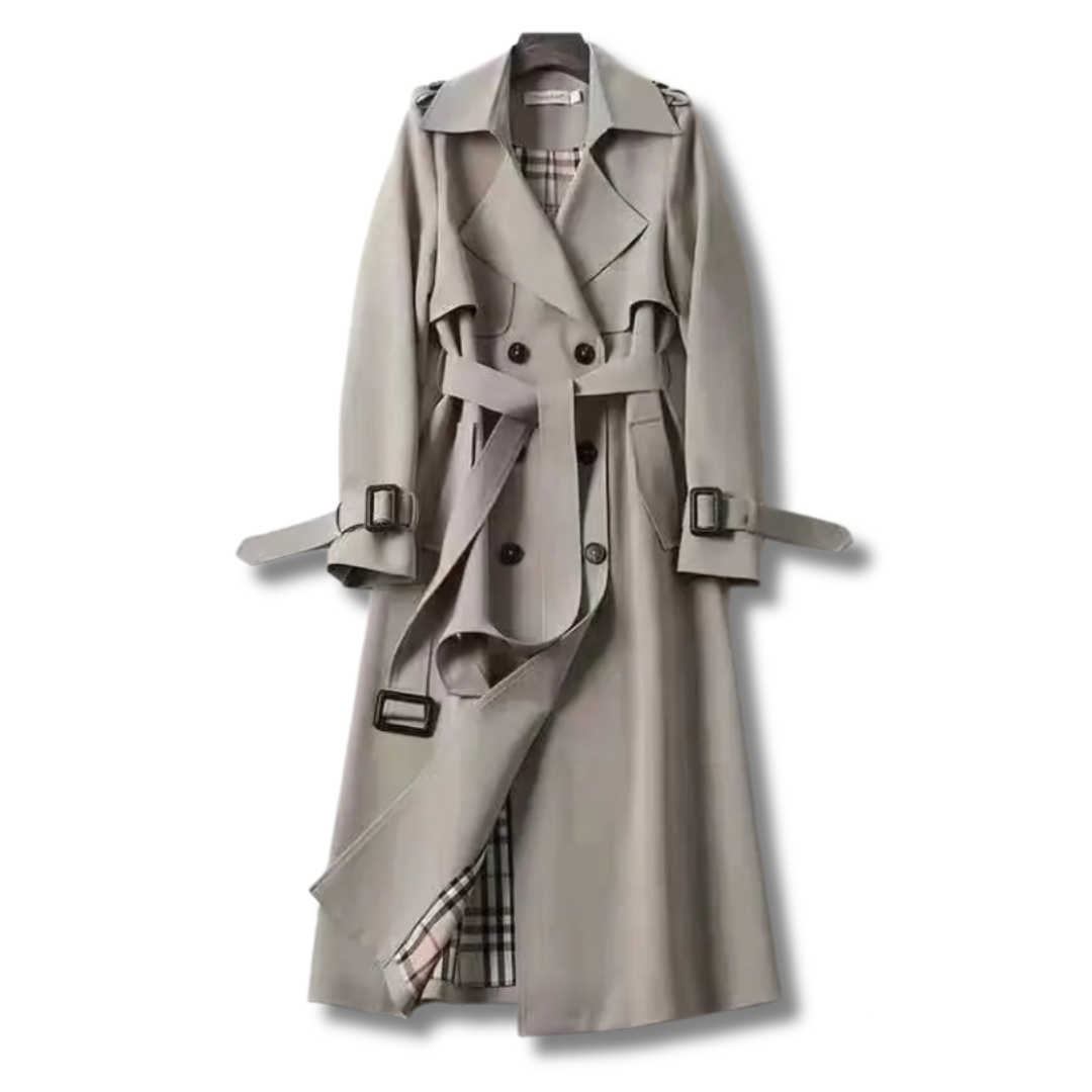 Beatriz - Trench coat de lana largo mujer con cinturón