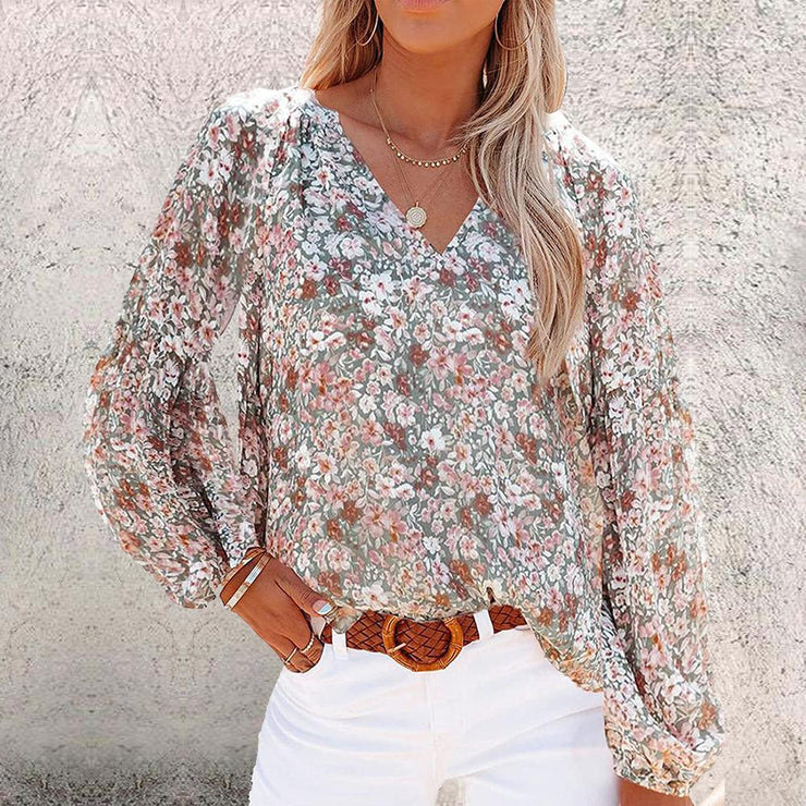 Brisela | Top de algodón de manga larga con cuello en v