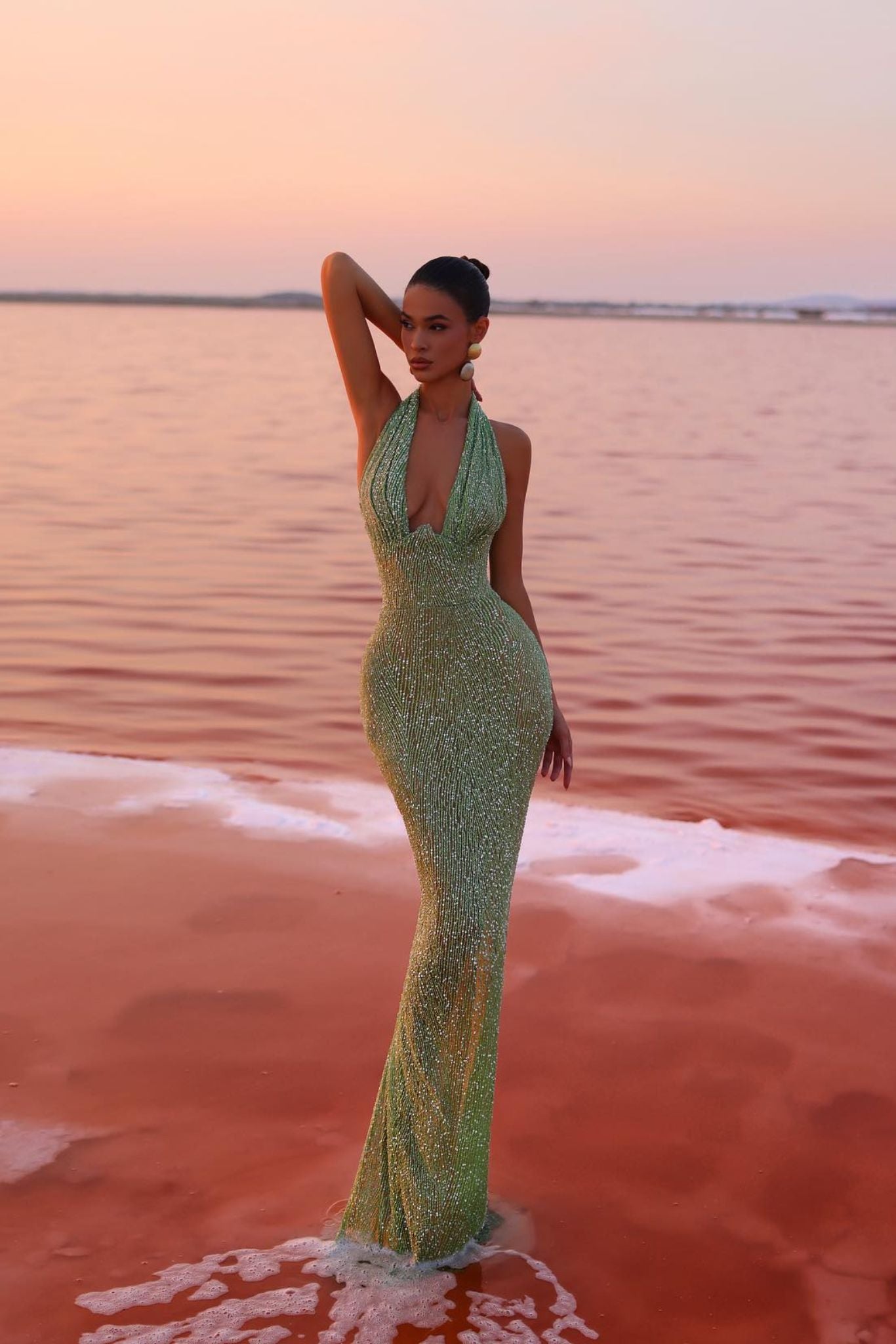 Isla - Vestido largo de fiesta con escote profundo mujer