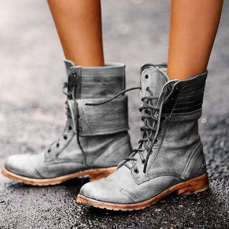 Andrea - Botas militares azules con cordones