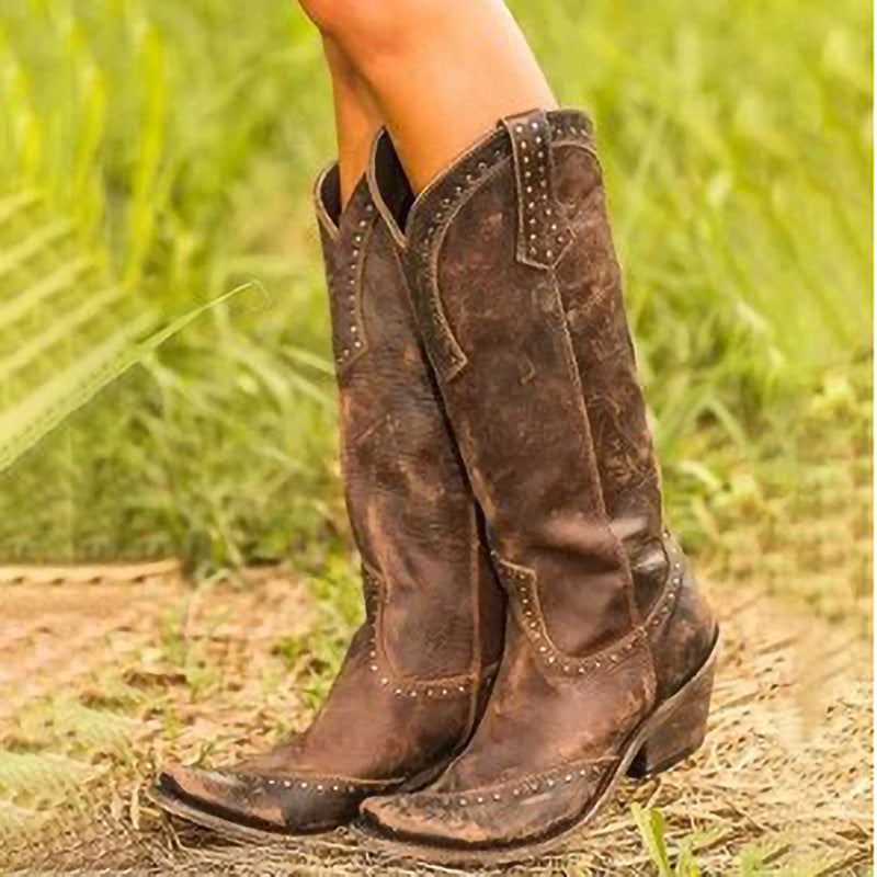 Esmeralda - Botas altas vaqueras envejecidas