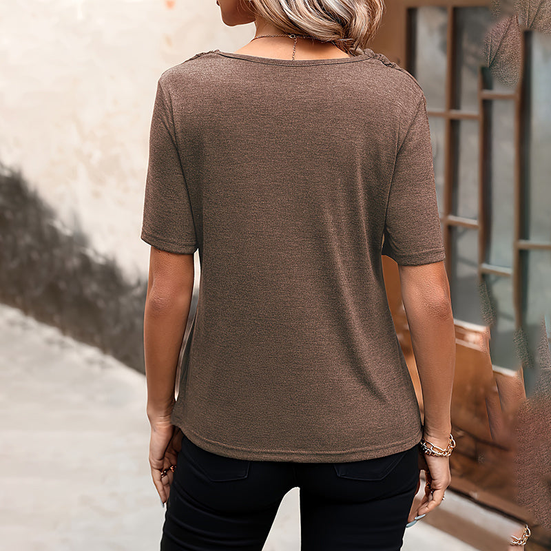 Deanna - Blusa con cuello drapeado