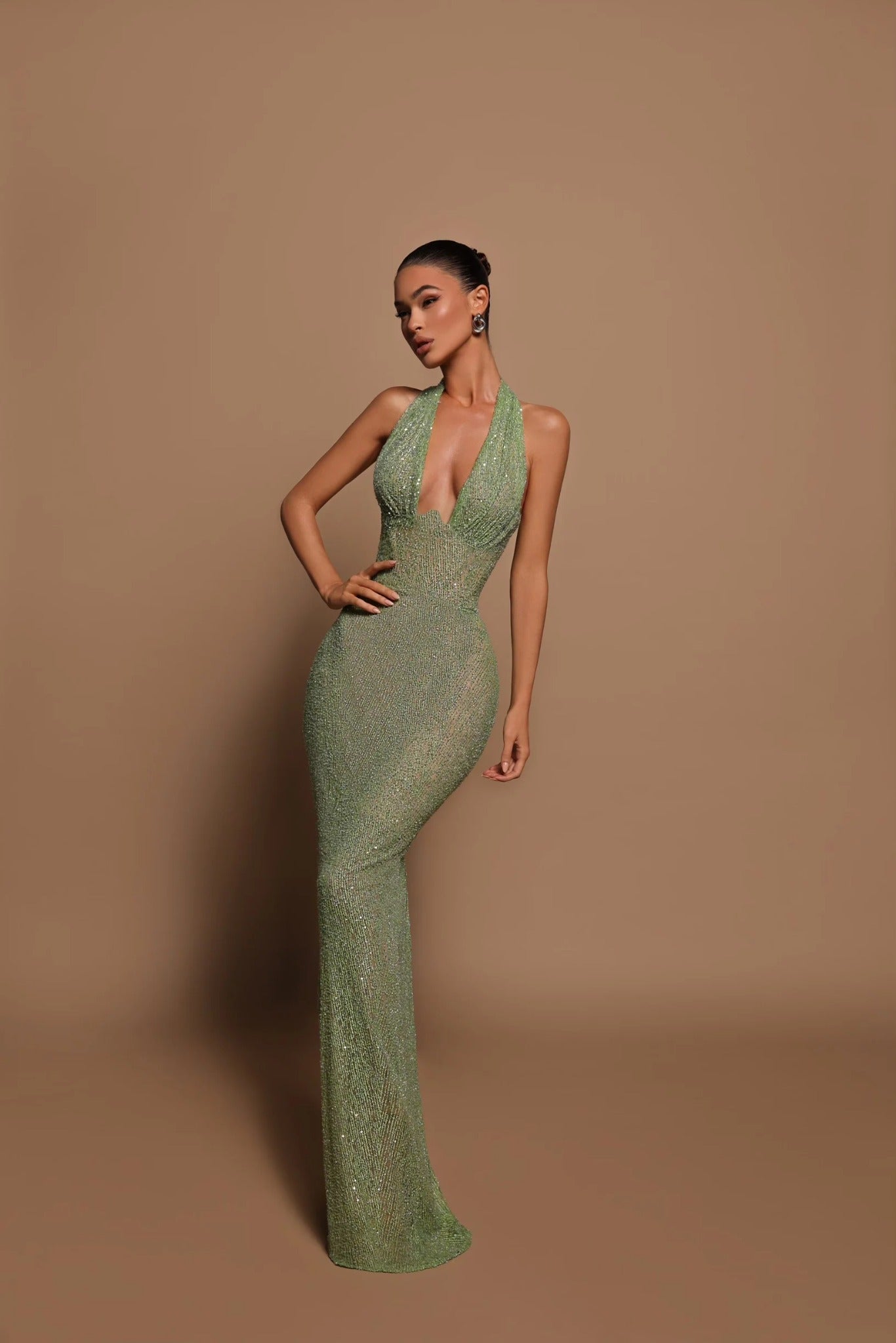 Isla - Vestido largo de fiesta con escote profundo mujer