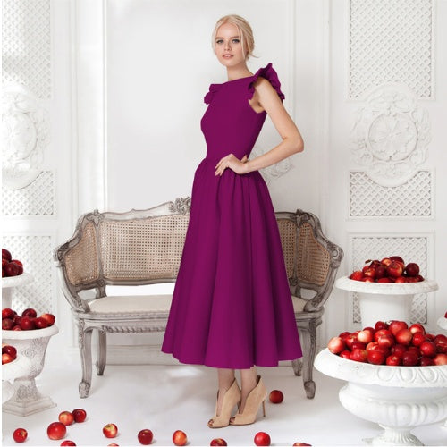 Scarlett - Vestido de fiesta midi con volantes
