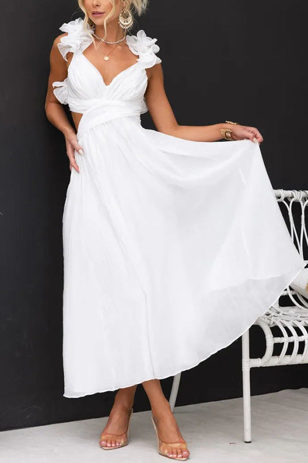 Rona - Vestido midi con volantes en los hombros