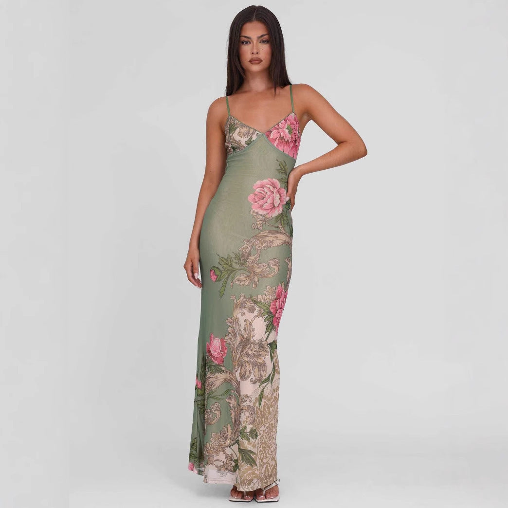 Irenea - Vestido floral con estampado de leopardo