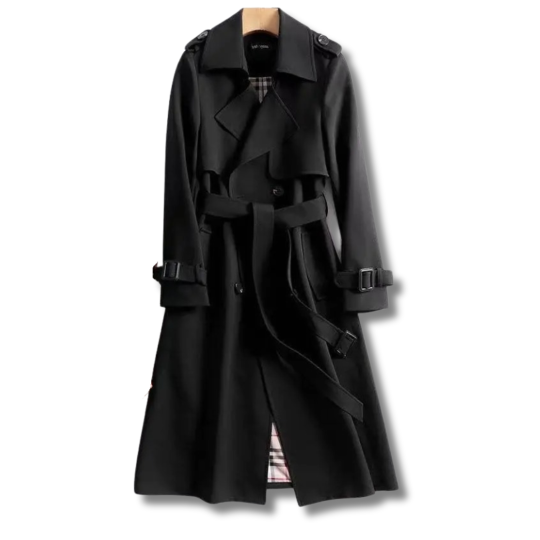 Beatriz - Trench coat de lana largo mujer con cinturón