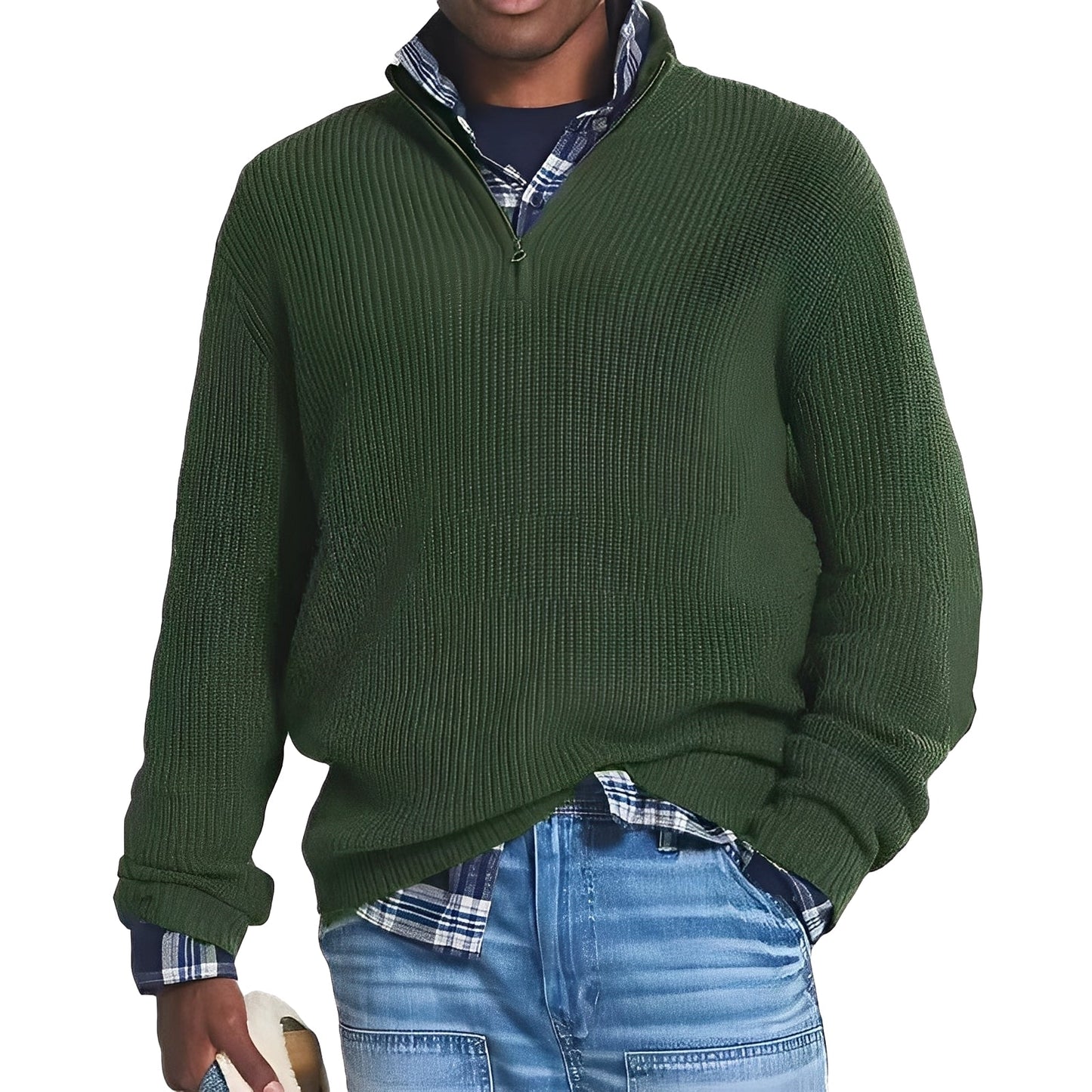 Mateo - Suéter para hombre con cremallera en el cuello alto