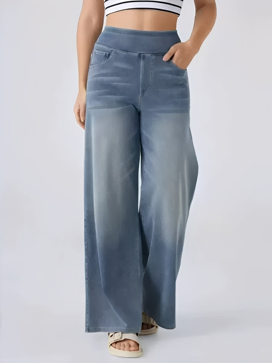 Eva - Pantalón vaquero de mujer corte ancho de cintura alta