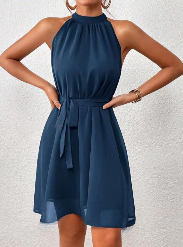 Elisa - Vestido corto sin mangas con cinturón