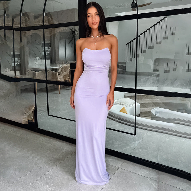 Amelia - Maxivestido acanalado sin tirantes