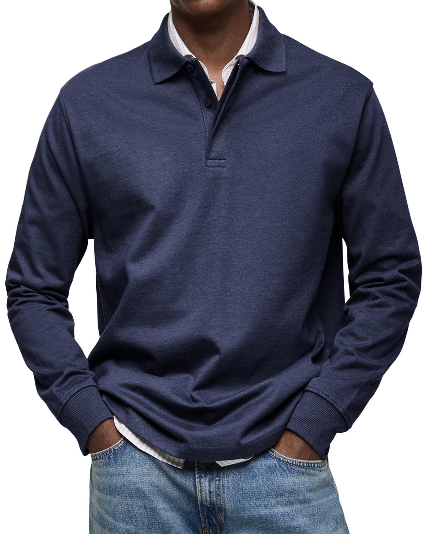 Mateo - Polo de hombre manga larga con cuello clásico