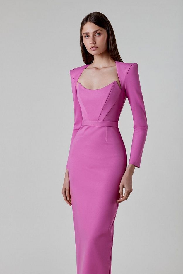 Celeste - Vestido midi estructurado de manga larga