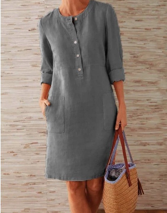 Paula - Vestido camisero de lino casual