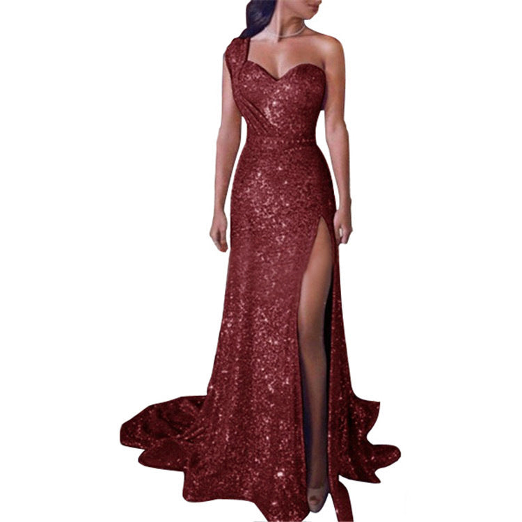 Rocío | Vestido largo con abertura y un hombro