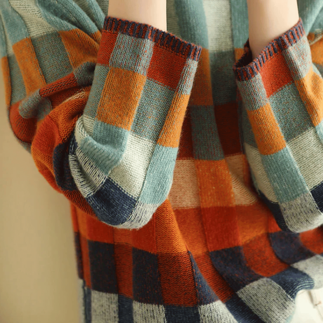Diana - Suéter de cashmere de punto cuadros mujer