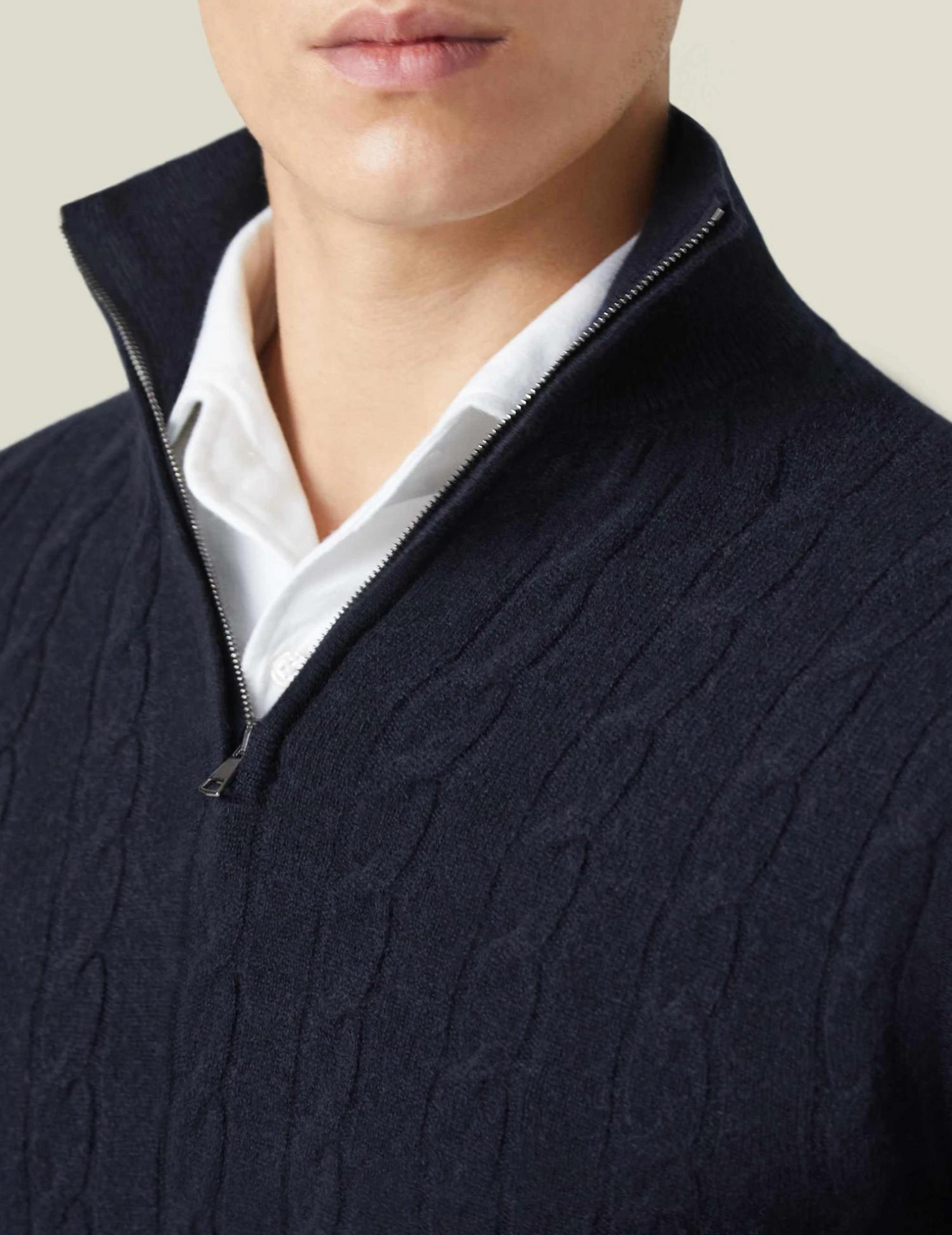 Iván - Suéter hombre trenzado media cremallera