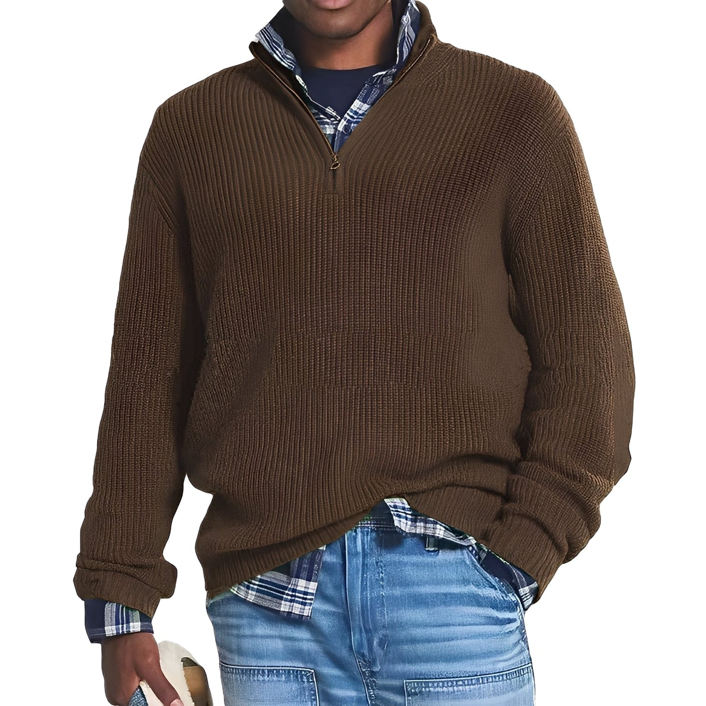 Mateo - Suéter para hombre con cremallera en el cuello alto