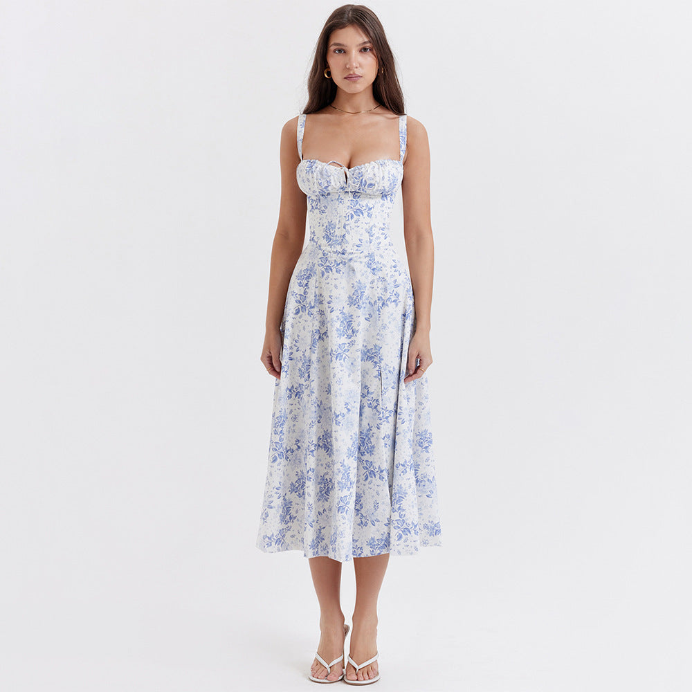 Louela - Vestido floral con abertura midi