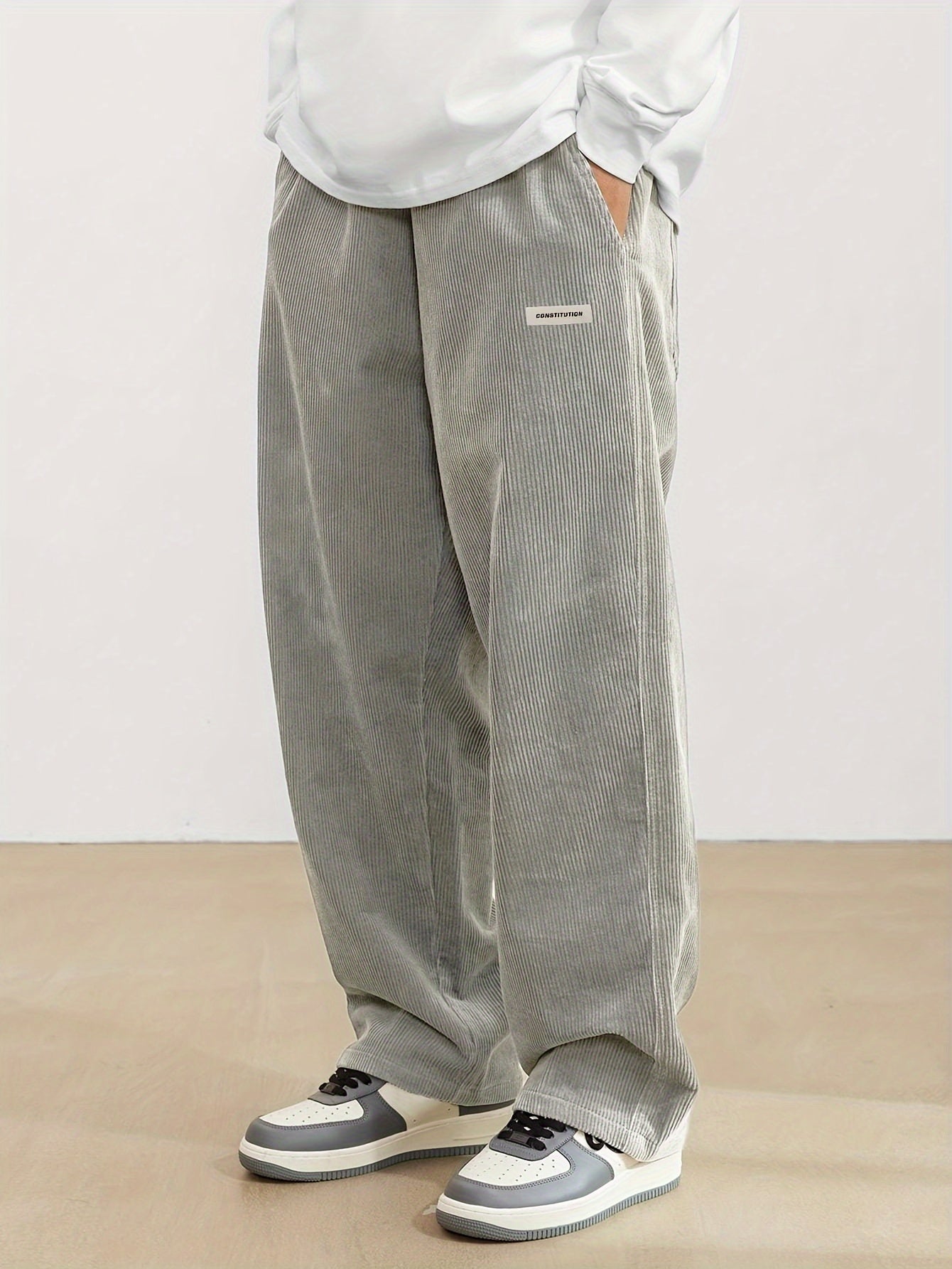 Leo - Pantalón ancho hombre pana casual streetwear