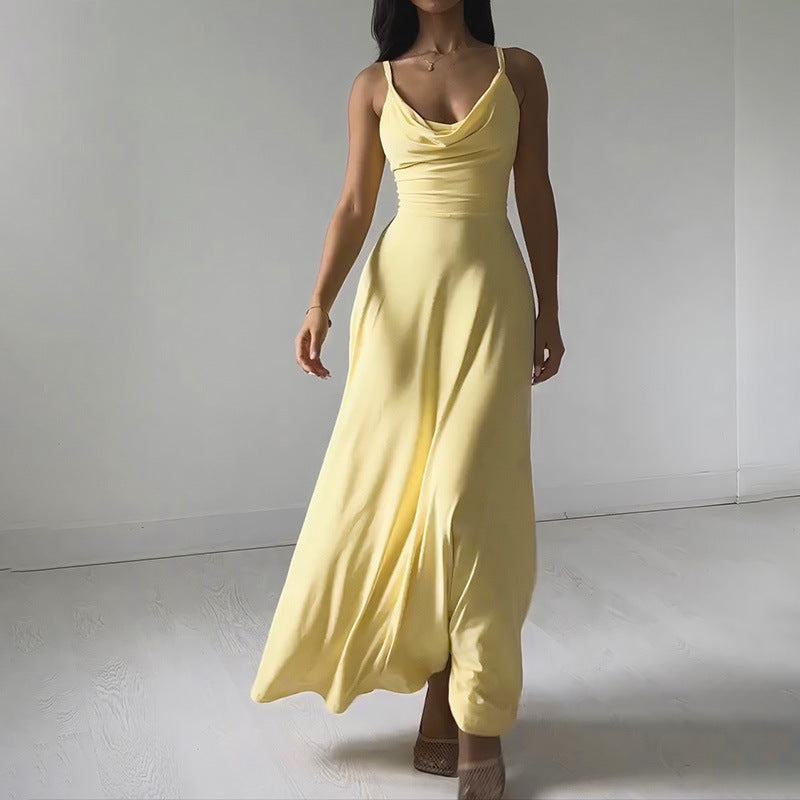Loida - Vestido midi azul sin mangas