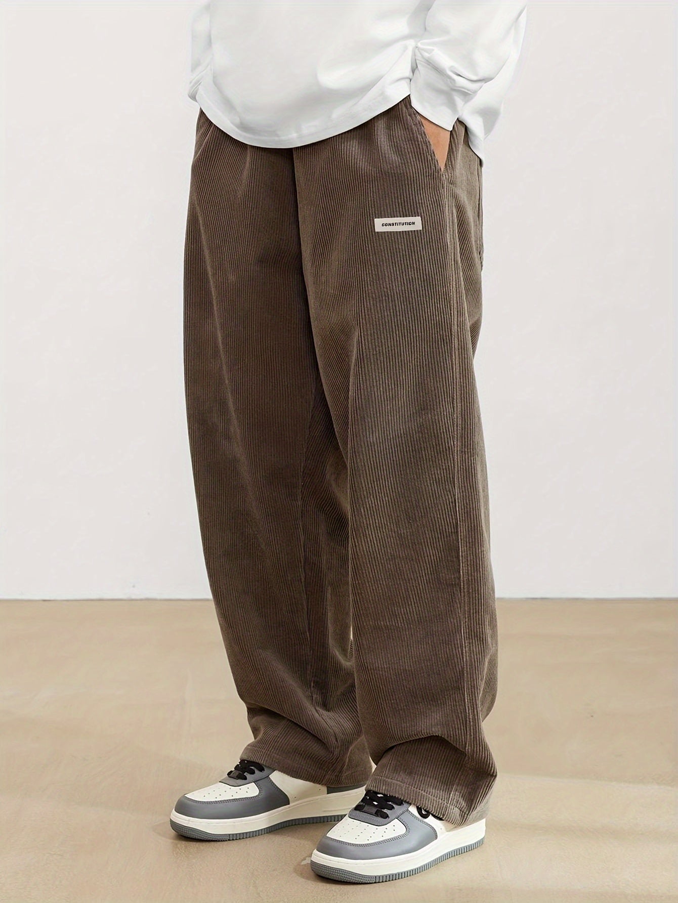 Leo - Pantalón ancho hombre pana casual streetwear