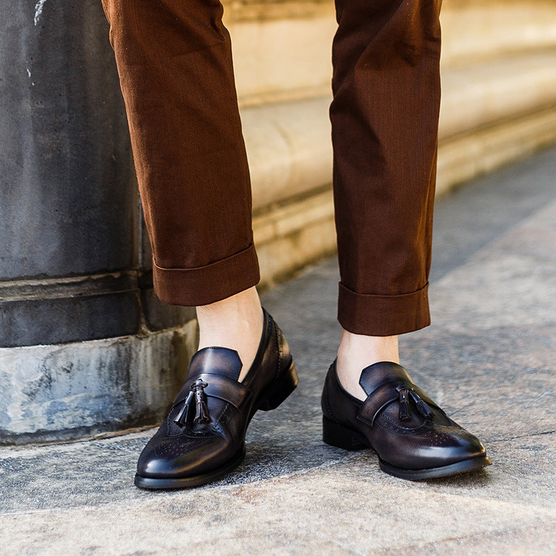 Mateo - Mocasines de cuero marrón borla