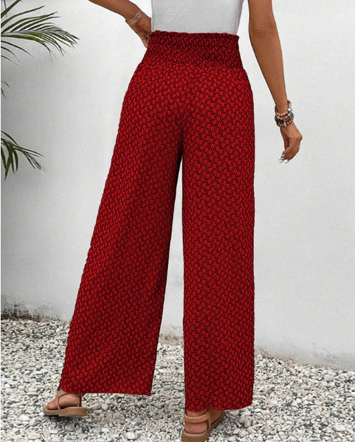 Monique - Pantalón de verano estampado de pierna ancha
