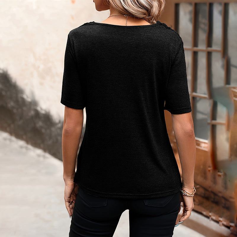 Deanna - Blusa con cuello drapeado