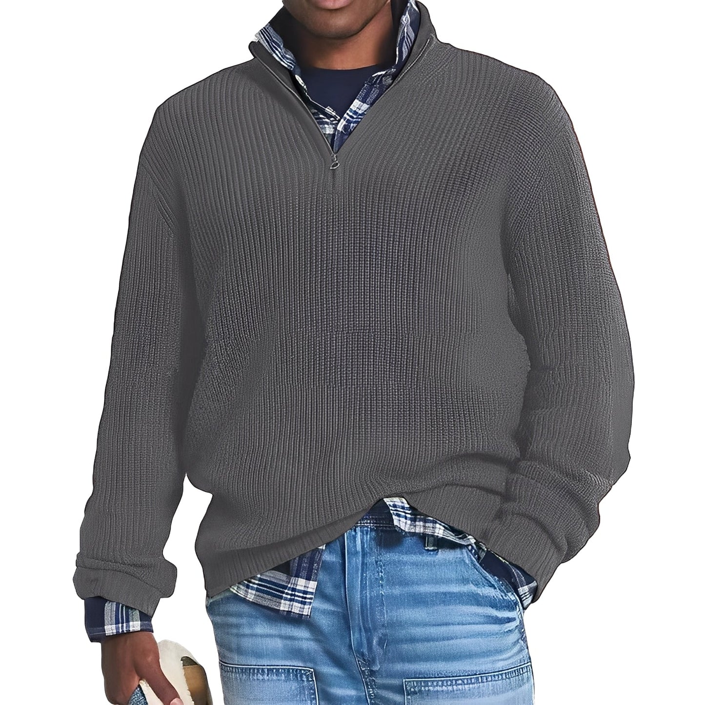 Mateo - Suéter para hombre con cremallera en el cuello alto