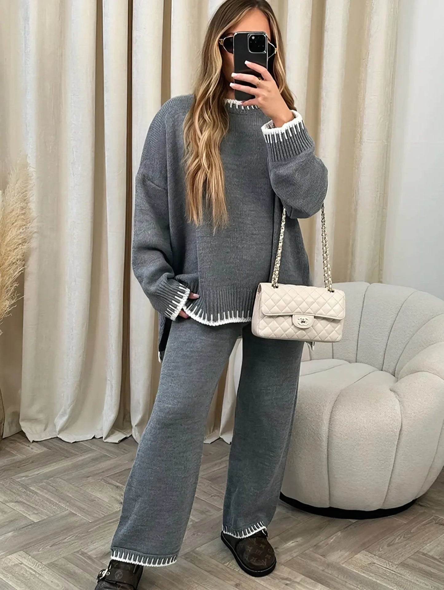 Isabelle conjunto de punto para mujer pantalón y jersey