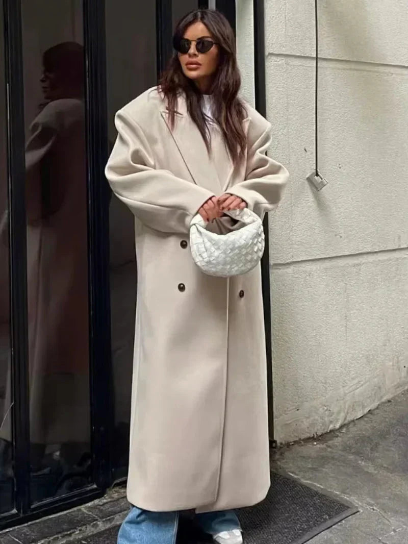 Lucía - Abrigo largo mujer cruzado con solapas