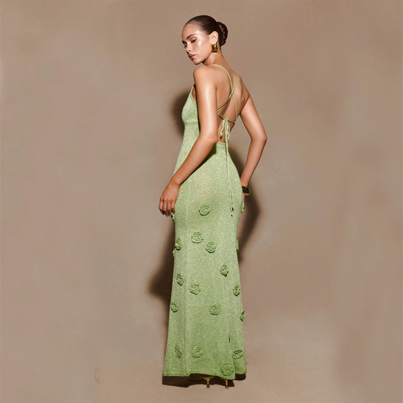 Renata - Vestido largo con textura floral