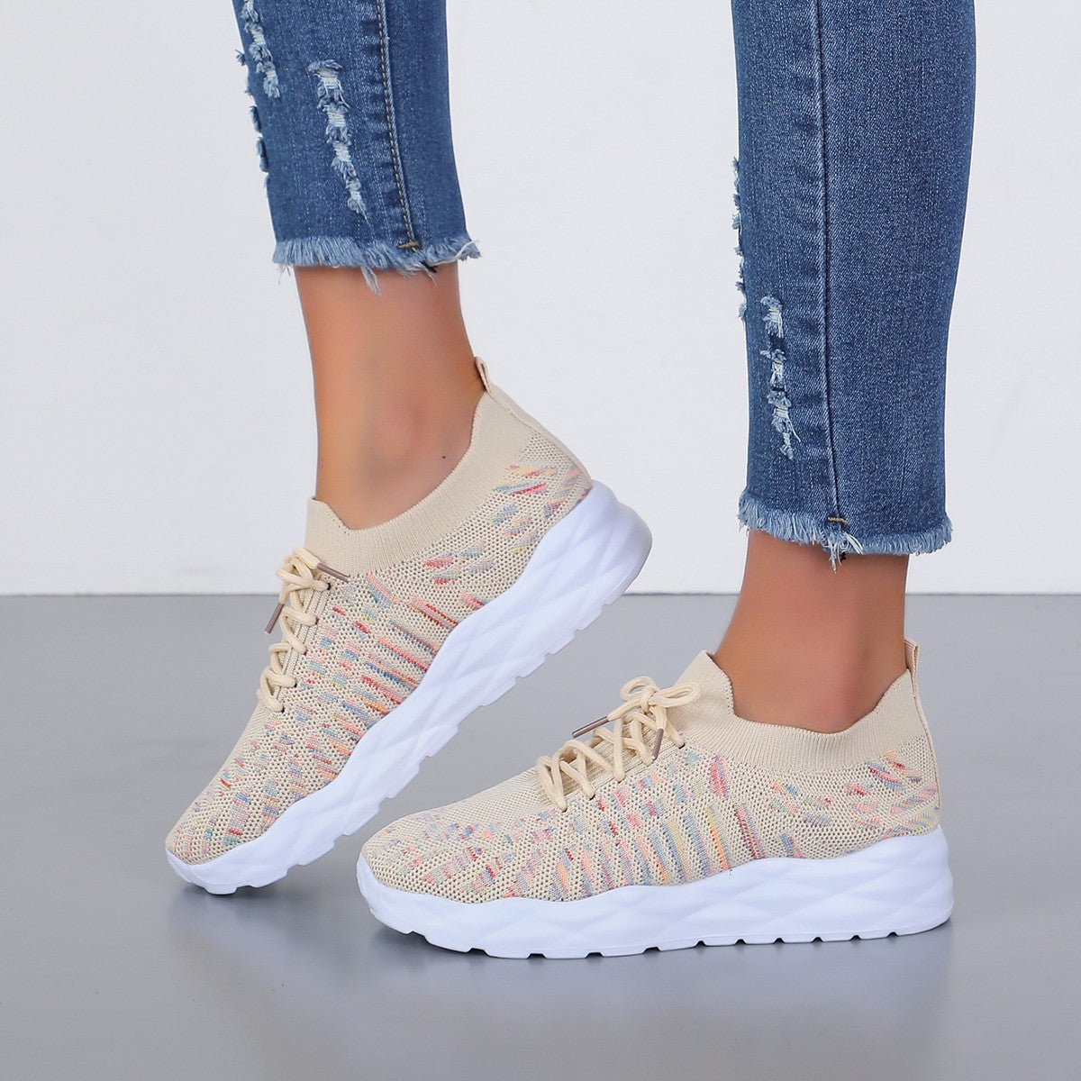 Loida - Zapatillas de punto con cordones