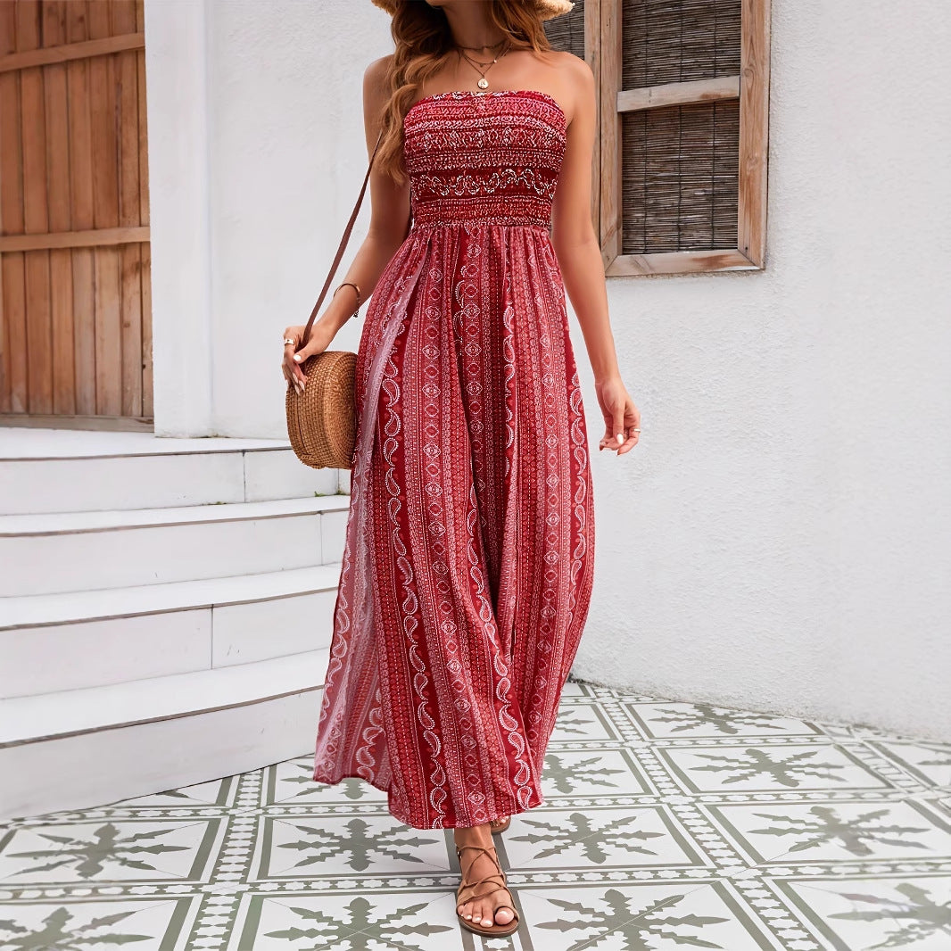 Eva - Vestido maxi estampado sin tirantes