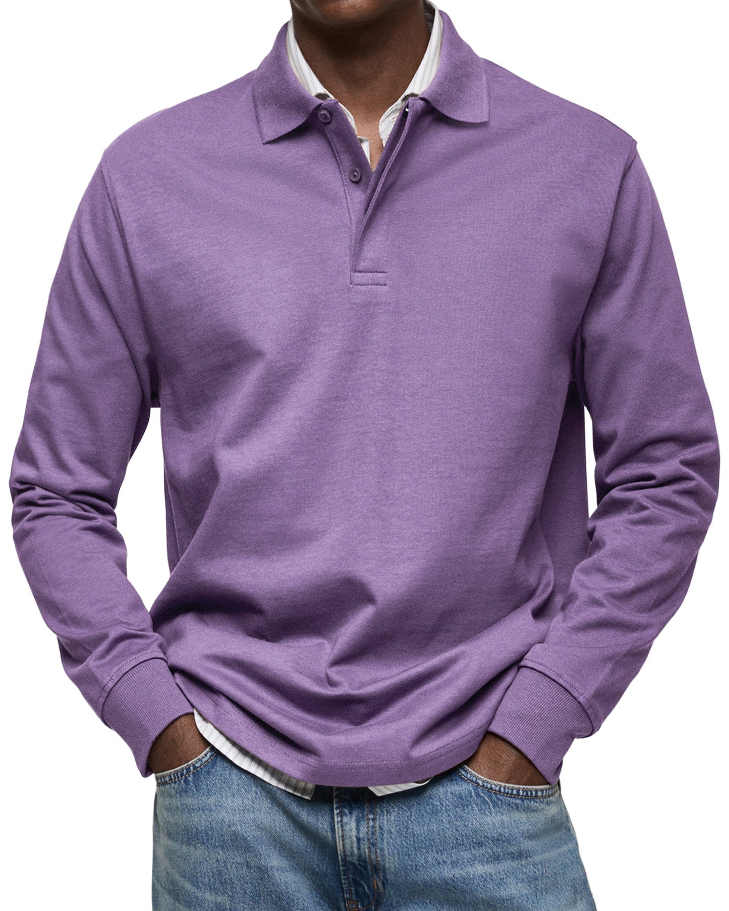 Mateo - Polo de hombre manga larga con cuello clásico