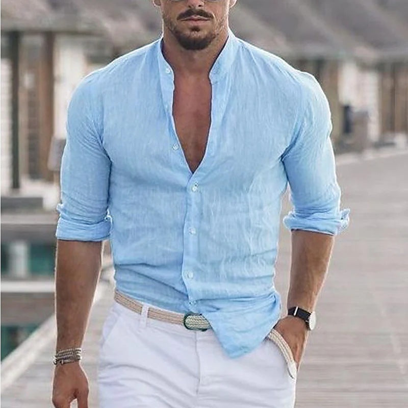 Lester - Camisa de lino de manga larga