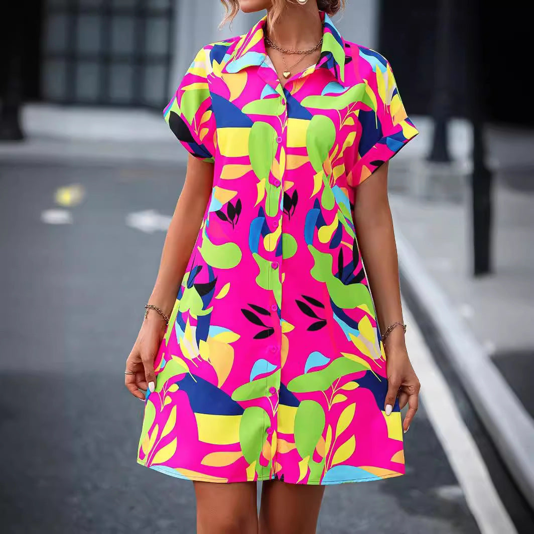 Alma - Vestido abotonado con estampado abstracto