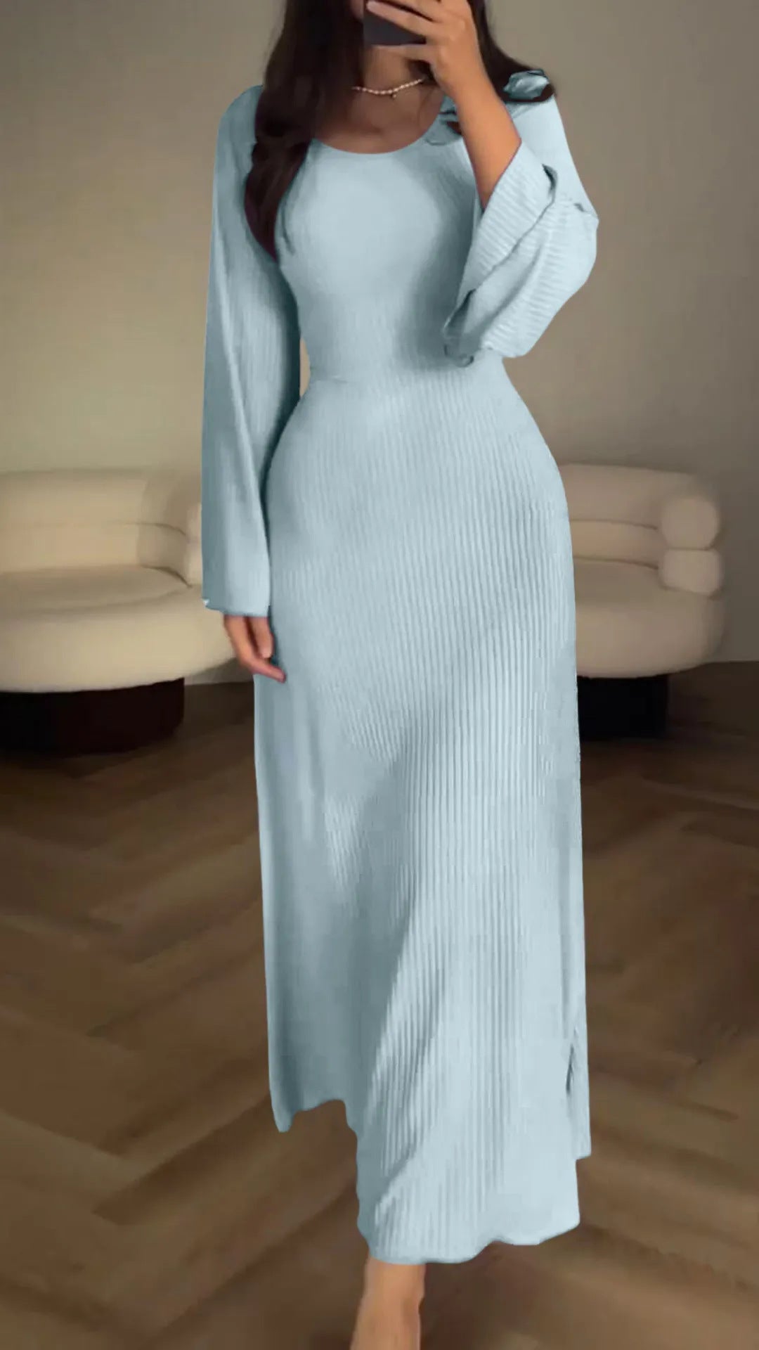 Arlette - Vestido midi de punto acanalado
