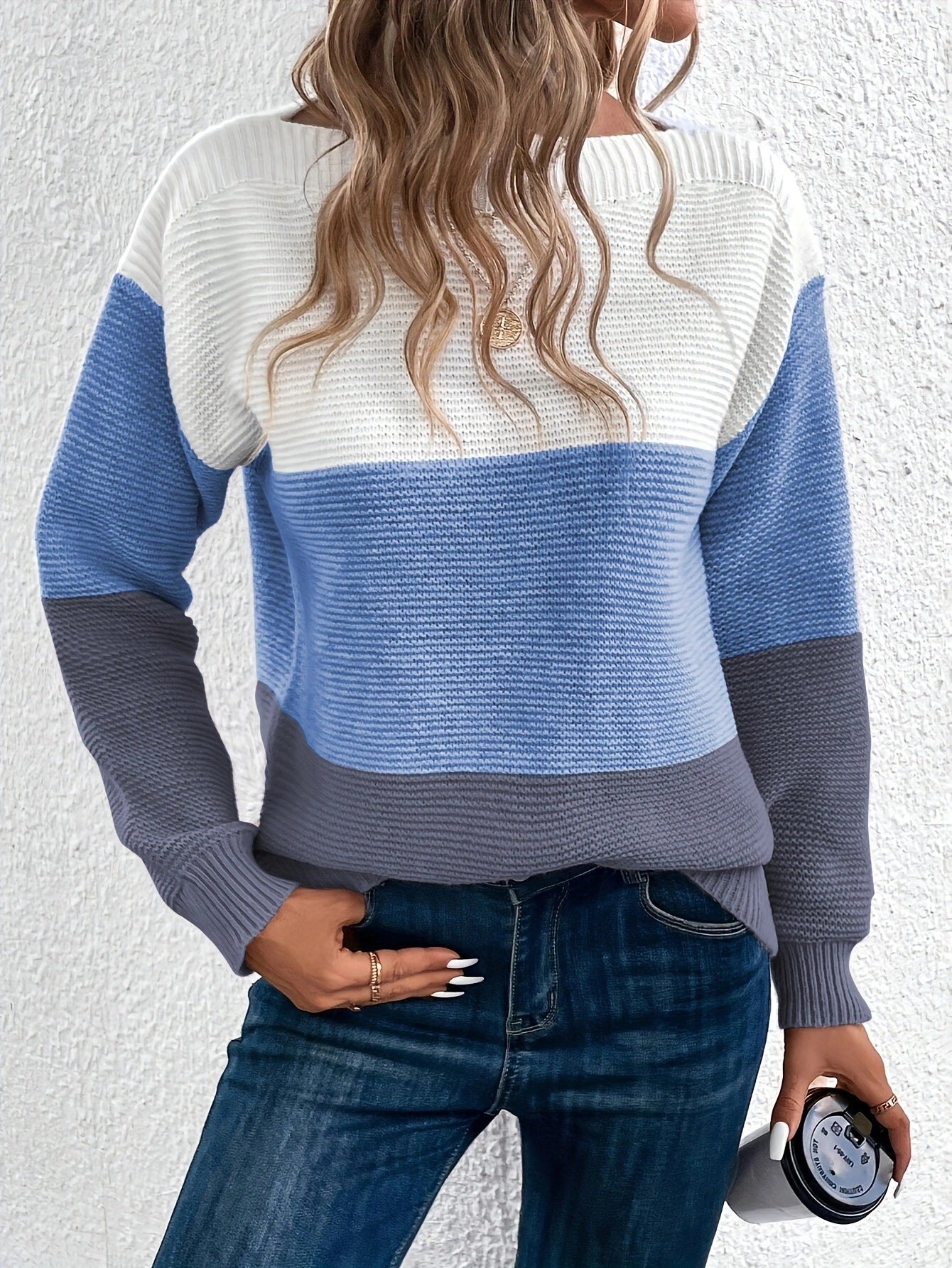 Elena - Suéter de punto para mujer con diseño a rayas de colores
